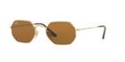 Ray-ban Octagonal Flat Lens Gold Square Sunglasses - Rb3556n