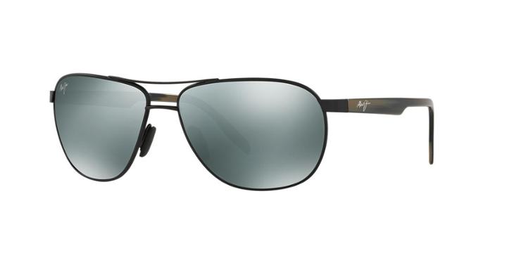 Maui Jim 728 Castles Black Matte Aviator Sunglasses