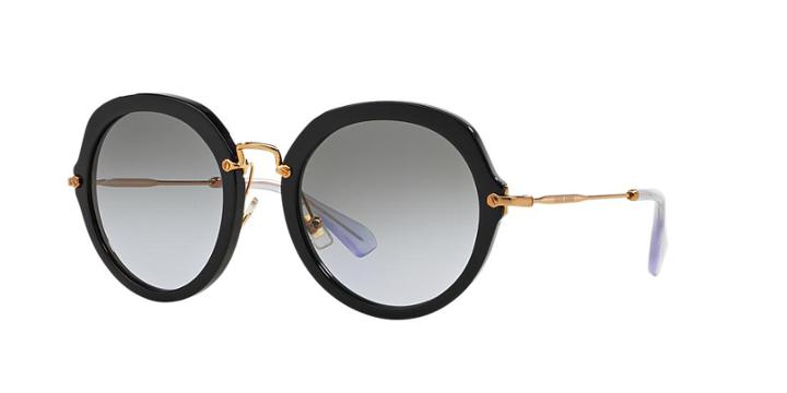 Miu Miu Black Round Sunglasses - Mu 05qs