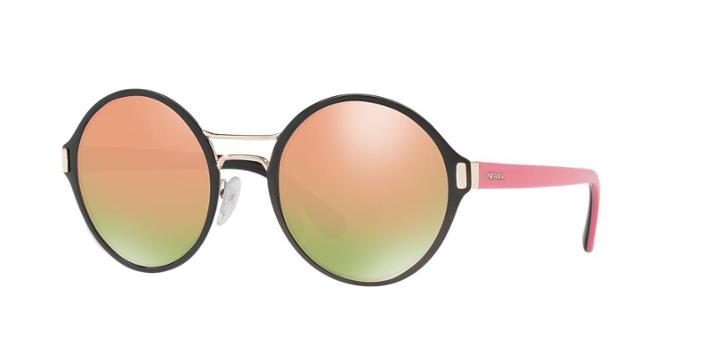 Prada Pr 57ts 54 Black Round Sunglasses
