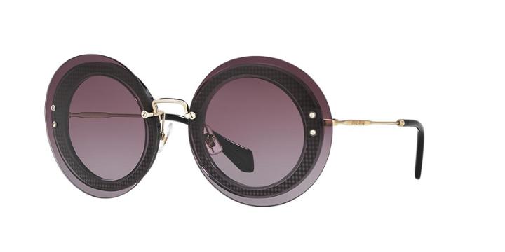 Miu Miu Mu 10rs Grey Round Sunglasses