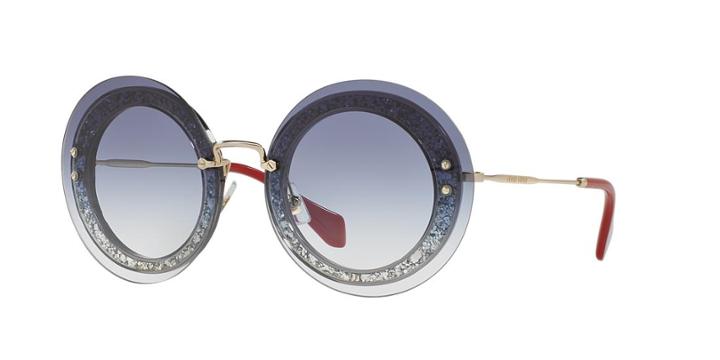 Miu Miu Mu 10rs 64 Grey Round Sunglasses