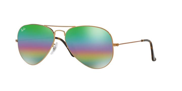 Ray-ban 58 Aviator Rainbow Bronze Wrap Sunglasses - Rb3025