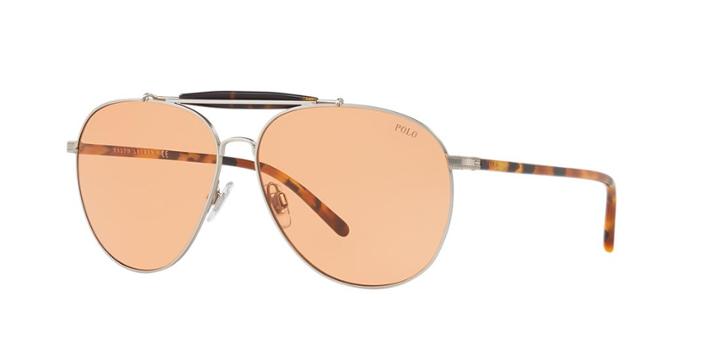 Polo Ralph Lauren 60 Silver Pilot Sunglasses - Ph3106