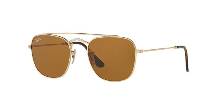 Ray-ban 54 Gold Square Sunglasses - Rb3557
