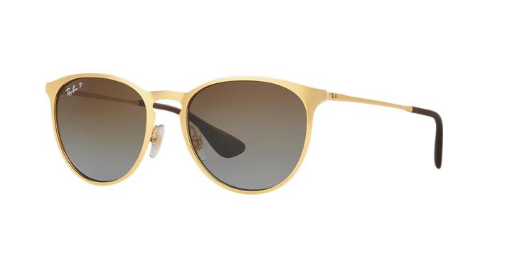 Ray-ban Gold Matte Round Sunglasses, Polarized - Rb3539