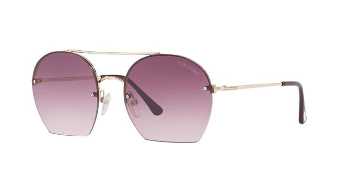 Tom Ford 55 Rose Gold Rectangle Sunglasses - Ft0506