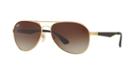Ray-ban Gold Matte Wrap Sunglasses - Rb3549