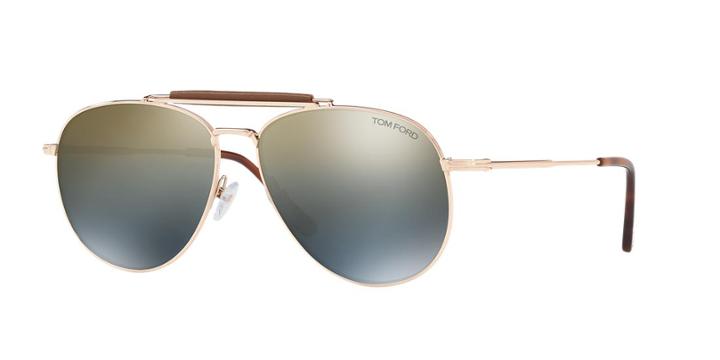 Tom Ford 60 Rose Gold Aviator Sunglasses - Ft0536