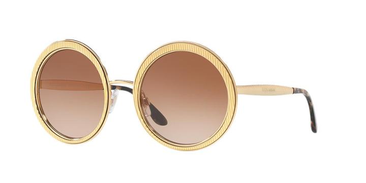 Dolce &amp; Gabbana 54 Gold Round Sunglasses - Dg2179
