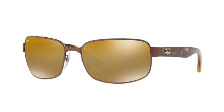 Ray-ban Rb3566ch 65 Brown Rectangle Sunglasses