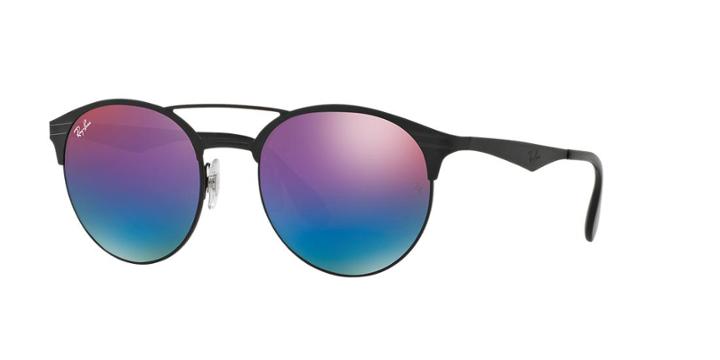 Ray-ban 54 Rainbow Black Round Sunglasses - Rb3545
