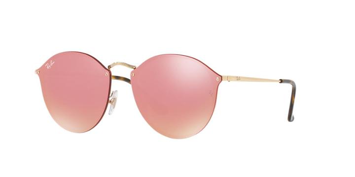 Ray-ban Blaze Round Flat Lens Gold Sunglasses - Rb3574n