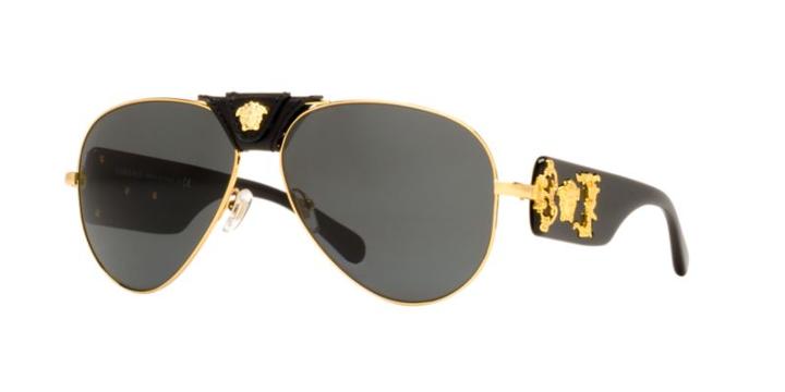 Versace Ve2150q 62 Gold Aviator Sunglasses