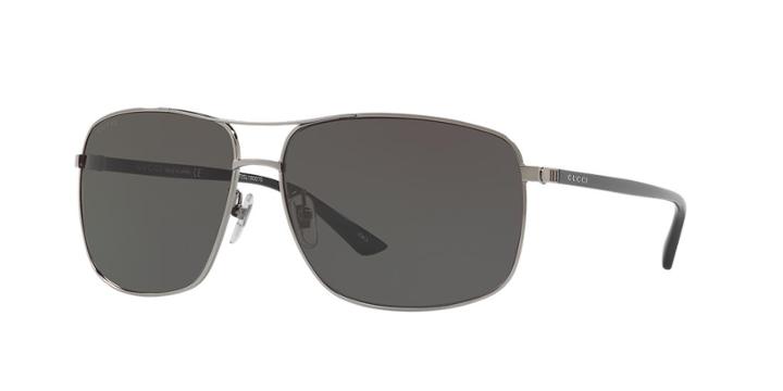 Gucci Gg0065sk 66 Gunmetal Rectangle Sunglasses