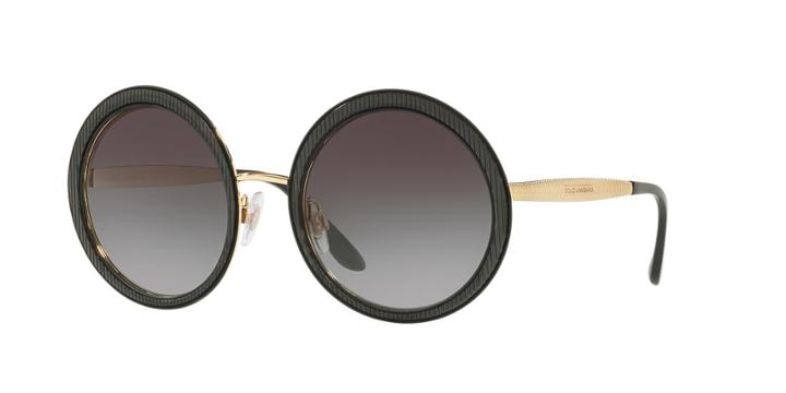Dolce &amp; Gabbana 54 Black Round Sunglasses - Dg2179