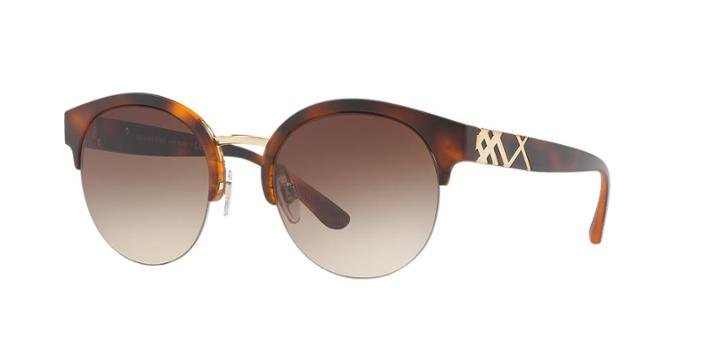 Burberry 52 Tortoise Matte Round Sunglasses - Be4241