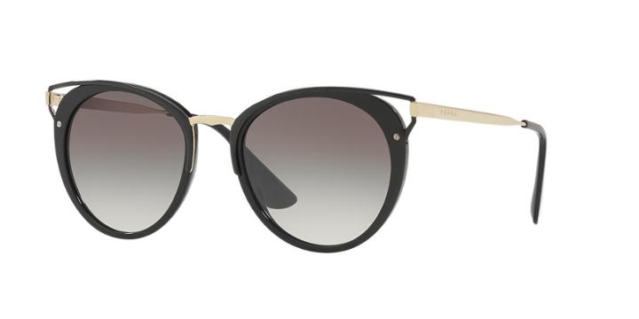 Prada Pr 66ts 54 Black Round Sunglasses