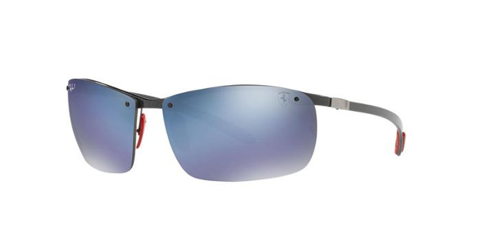 Ray-ban Rb8305m Full Bar Carbon Fibre Scuderia Ferrari Black Square Sunglasses