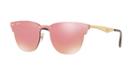 Ray-ban Blaze Clubmaster Flat Lens Gold Square Sunglasses - Rb3576n