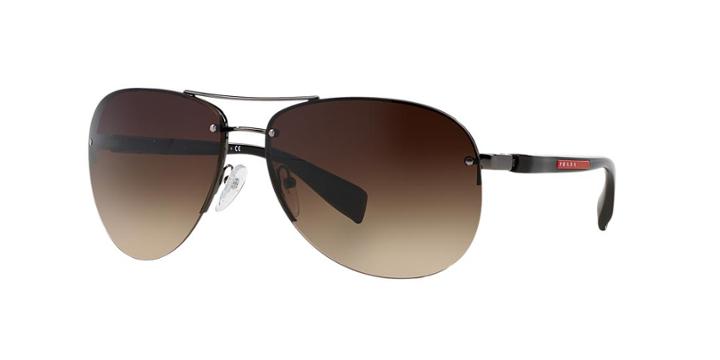 Prada Linea Rossa Gunmetal Aviator Sunglasses - Ps 56ms