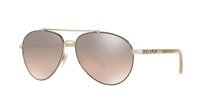 Burberry 58 Gold Aviator Sunglasses - Be3089
