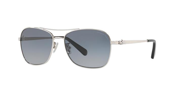 Coach 55 Silver Aviator Sunglasses - Hc7080