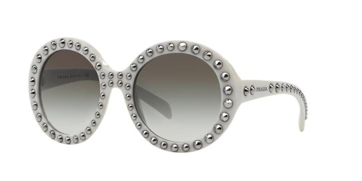 Prada Pr 29qs 56 Ornate Ivory Round Sunglasses