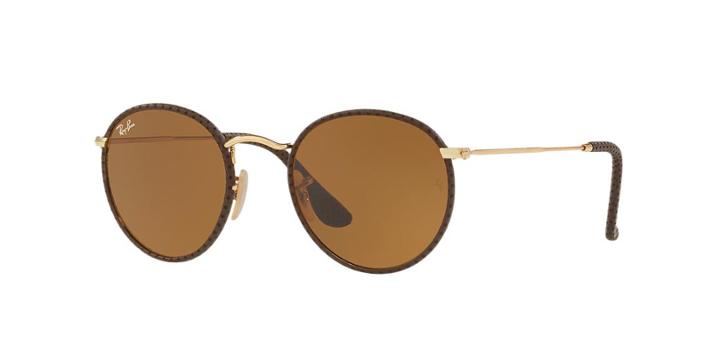 Ray-ban Rb3475q 50 Round Craft Brown Wrap Sunglasses