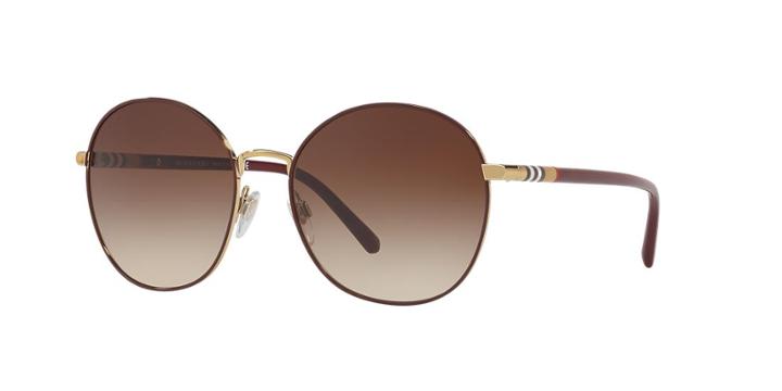 Burberry 56 Gold Round Sunglasses - Be3094