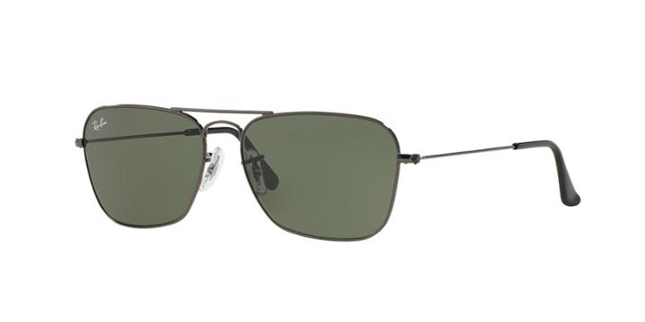 Ray-ban 55 Gunmetal Rectangle Sunglasses - Rb3136