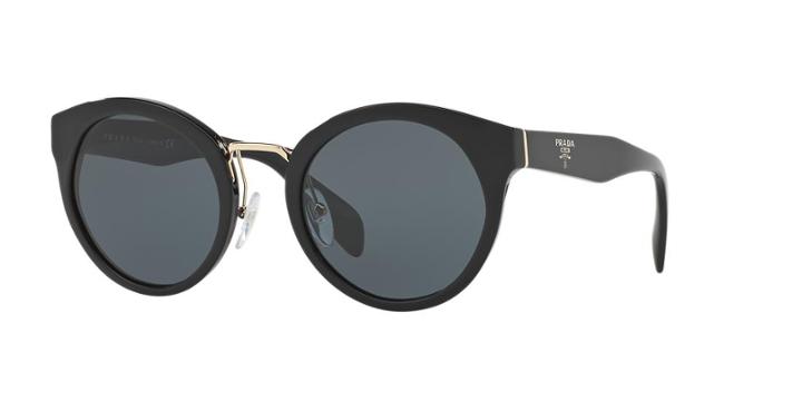 Prada Pr 05ts 53 Black Round Sunglasses