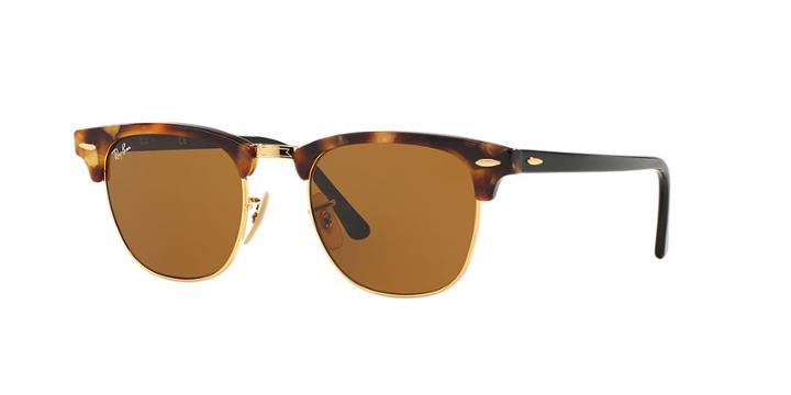 Ray-ban 49 Clubmaster Brown Square Sunglasses - Rb3016