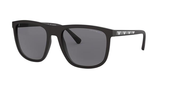 Emporio Armani 57 Black Matte Square Sunglasses - Ea4124