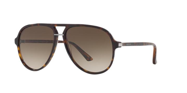 Gucci Gg0015s 58 Tortoise Aviator Sunglasses