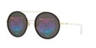 Gucci Gg0061s 56 Gold Oval Sunglasses