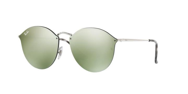 Ray-ban Blaze Round Flat Lens Silver Sunglasses - Rb3574n