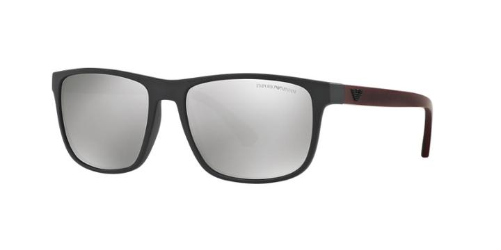 Emporio Armani 57 Black Matte Rectangle Sunglasses - Ea4087