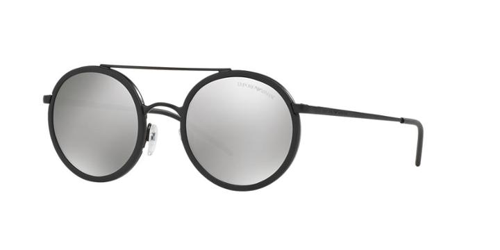 Emporio Armani 50 Black Matte Round Sunglasses - Ea2041