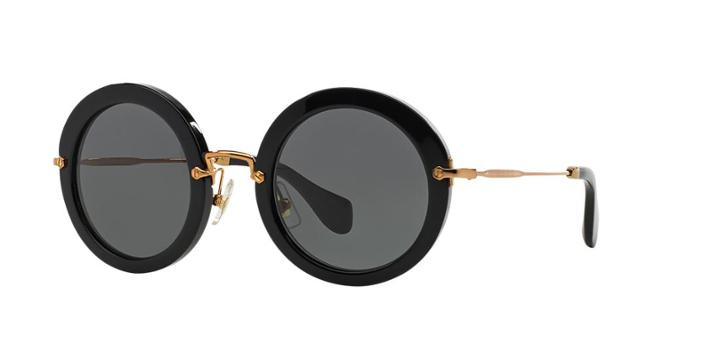 Miu Miu Black Round Sunglasses - Mu 13ns
