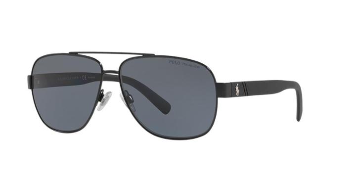 Polo Ralph Lauren 60 Black Aviator Sunglasses - Ph3110