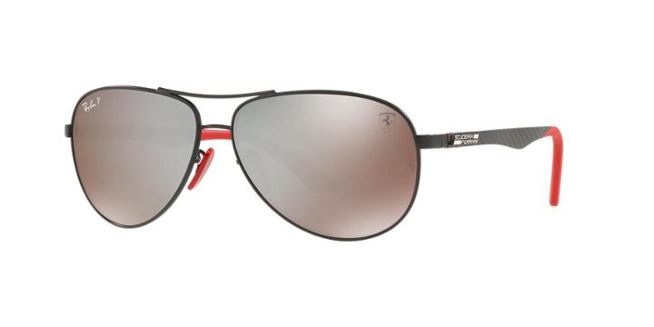 Ray-ban Rb8313m Scuderia Ferrari Black Matte Aviator Sunglasses