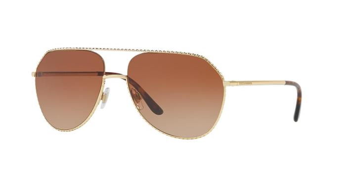 Dolce &amp; Gabbana 59 Gold Aviator Sunglasses - Dg2191