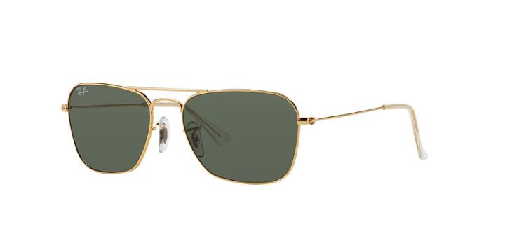 Ray-ban 55 Gold Rectangle Sunglasses - Rb3136