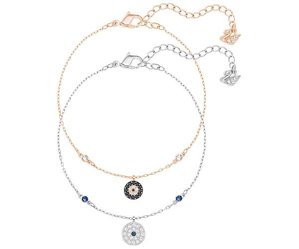 Swarovski Swarovski Crystal Wishes Evil Eye Bracelet Set, Blue, Mixed Plating Dark Multi