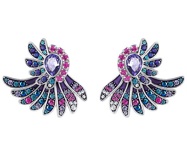 Swarovski Swarovski Hearty Pierced Earring Jackets, Multi-colored, Palladium Plating Dark Multi Rhodium-plated