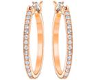 Swarovski Swarovski Fine Hoop Pierced Earrings, White, Rose Gold Plating White Rose Gold-plated