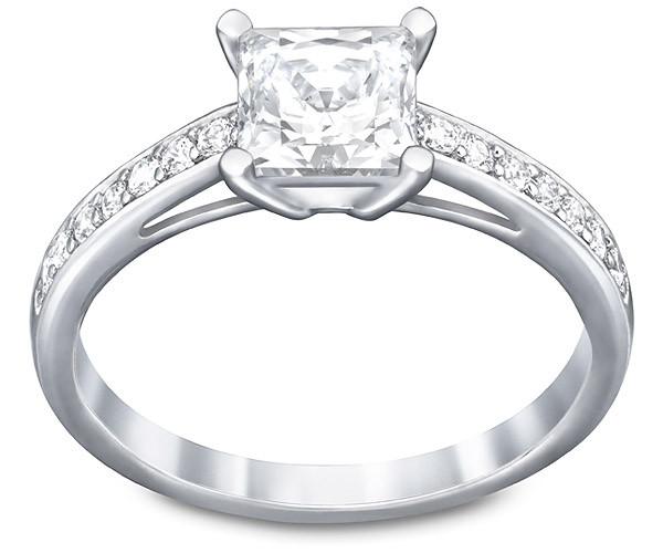 Swarovski Swarovski Attract Square Ring, White, Rhodium Plating White Rhodium-plated