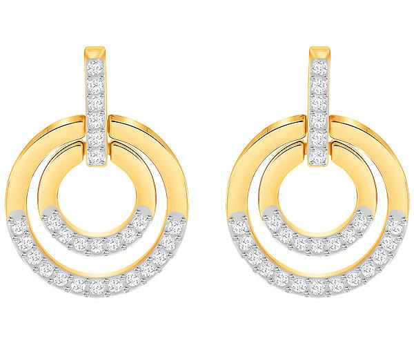 Swarovski Swarovski Circle Pierced Earrings, Medium, White, Gold Plating White Gold-plated