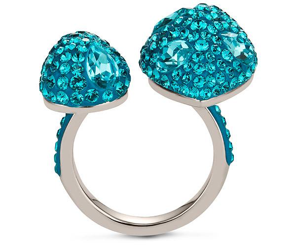 Swarovski Swarovski Moselle Open Ring, Palladium Plating Teal Rhodium-plated